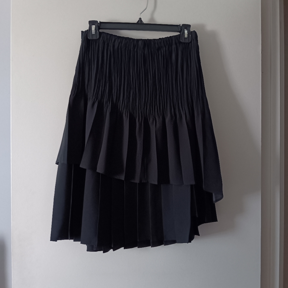 BABETTE San Francisco Black Plisse Pleat Tiered Skirt L/XL
